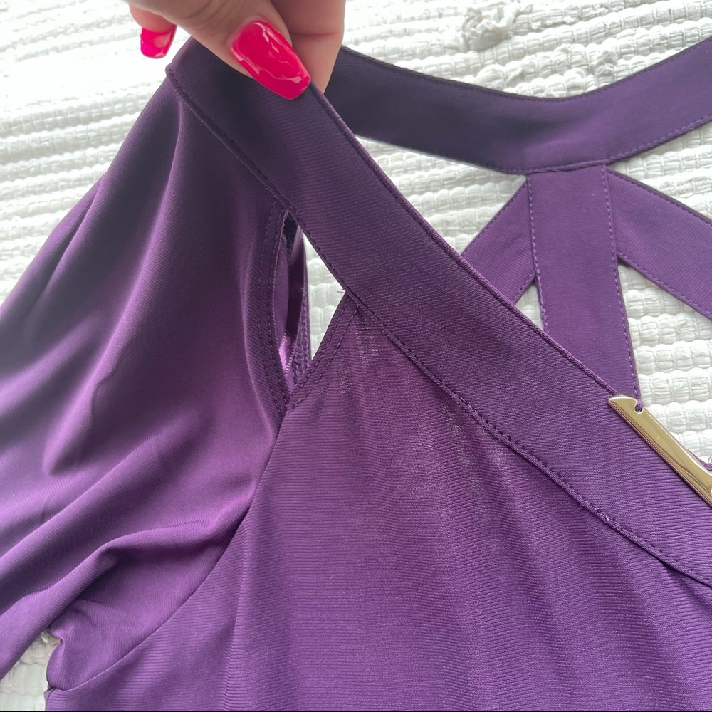 NWT Caged Back Purple Blouse SMALL - Picture 4 of 8